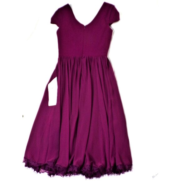 🆕DRESS THE POPULATION Corey Flare Chiffon Dress Magenta XX-Small (00-0) - Picture 11 of 12